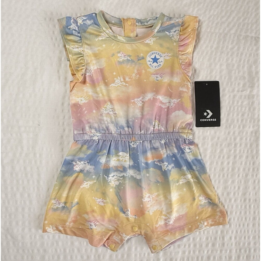 Converse Baby Romper Tie Dye Sunny Oasis Size 18 Month Girls Ruffle Sleeves NWT
